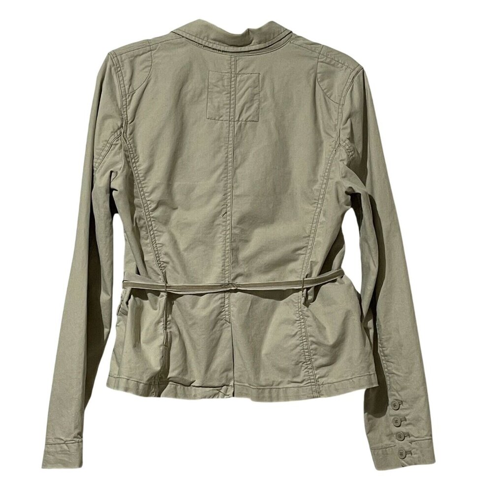 American Eagle Outfitters Womens Sz L Khaki Military-Style Button-Up Jacket Belt - Picture 5 of 11